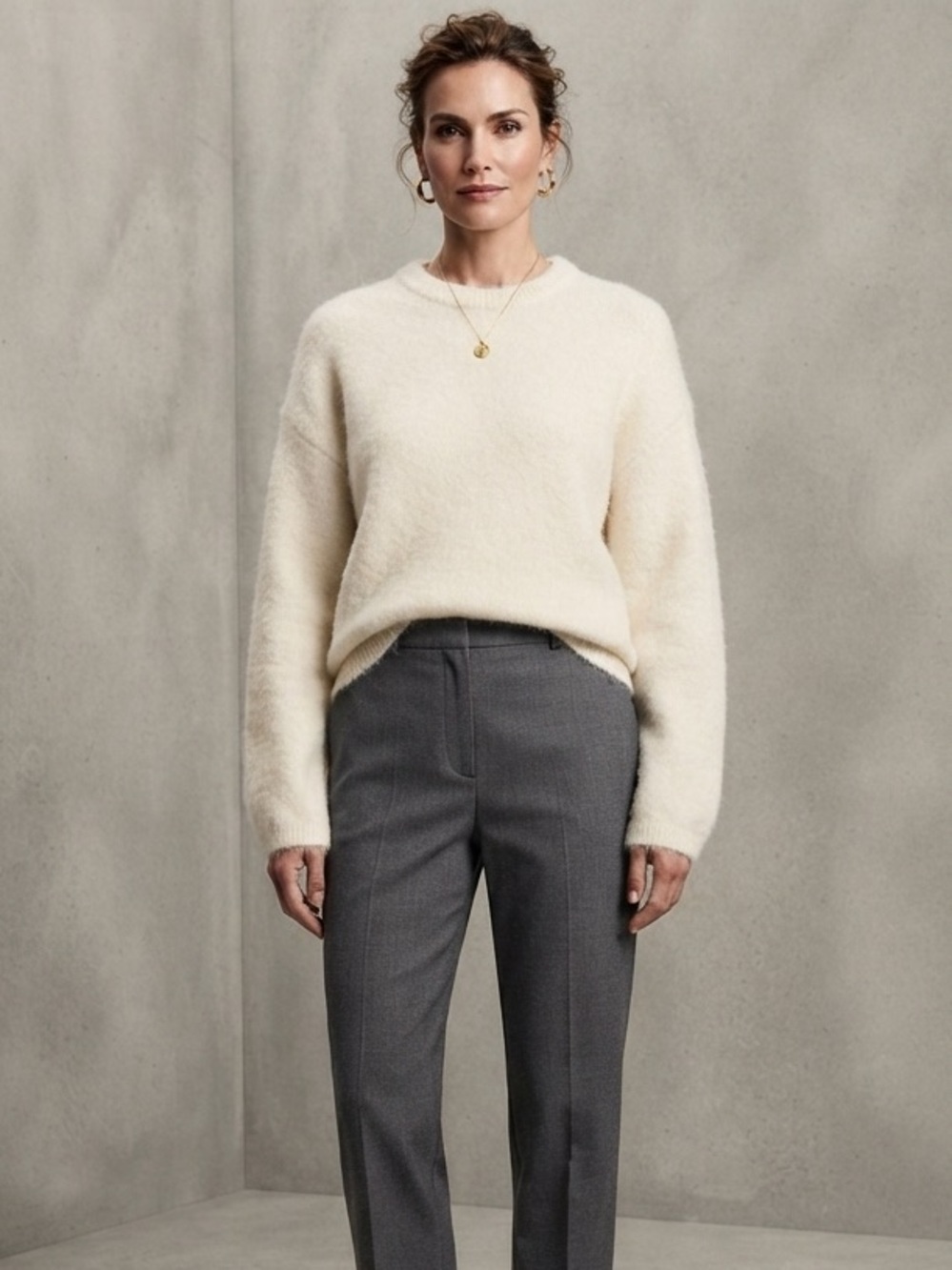 H&M Edition Wool Creme Crewneck Overside Sweater Size Small